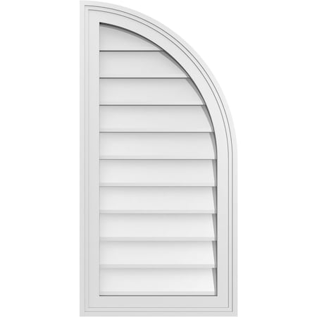Ekena Millwork Quarter Round Top Right Surface Mount PVC Gable Vent w/ 2"W x 2"P Brickmould Sill Frame, 16"W x 32"H GVPQR16X3203SN